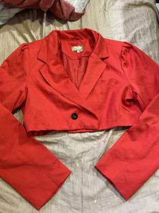 Red Cropped Blazer❤️🎯 Super Trendy And Cute 🥰🥰