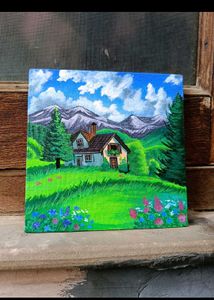 Mini Aesthetic Landscape Painting With Stand
