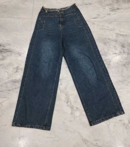 Vintage Y2k Wide Leg BaggyJeans With TeddyButton