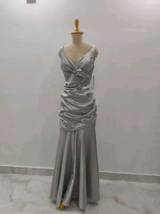 Elegant Silver Maxi Dress