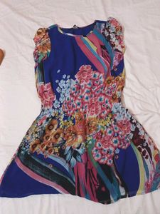 Floral Print Smocked Waist Dress