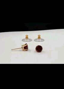 Red Gemstone Stud Earrings