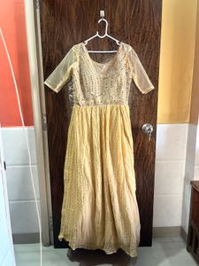 34 bust heavy golden gown with dupatta