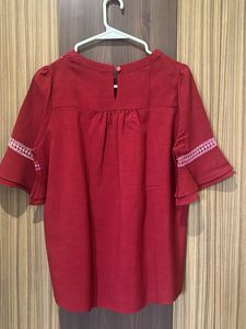 Zara Red Perforated Top