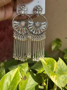 Stunning Silver Tone Dangle Earrings