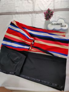 Striped & Black Pants Set