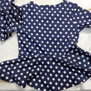 💙Peplum Polka Dot Top With Bell Sleeves💙