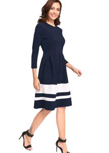 Amazon New Navy Fit Flare Dress(FREE FLOWER CLIP)