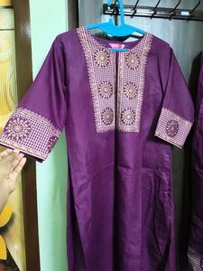 New Modern Purple Embroidered Kurta Set