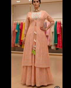 Peach Embroidered Kurta Set