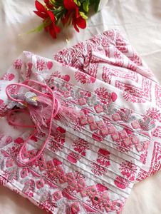 Pink Floral Cotton Kurta Set