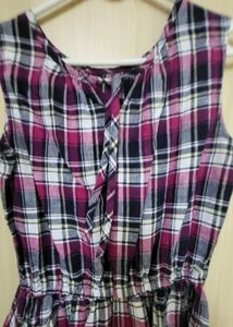 Pink Plaid Midi Dress With Attached Liner