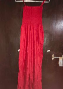 Red Button-Down Jumpsuit