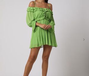Green Ruffle Mini Dress