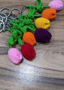Crochet Tulip Keychain.