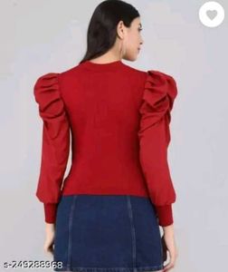 Chic Red Puff Sleeve Top + gift 🎁