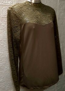 Mango Brand Medium Size Lace Mendhi Colour Top