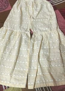 Floral Embroidered Kantha Work Kurti With Sharara