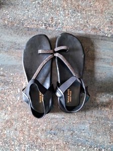 Walkmate Black Embellished Sandals