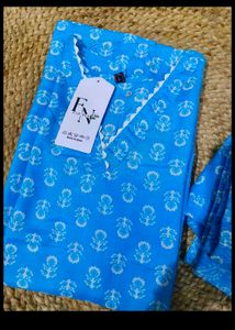 Blue Floral Print Top