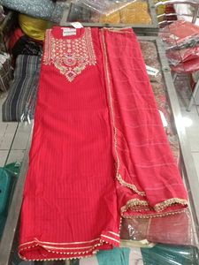 Red Embroidered Salwar Kameez Suit