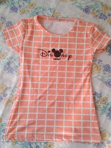 Disney Peach Plaid T-Shirt Dress