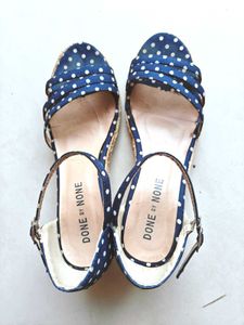 Blue Polka Dots Espadrilles Wedges