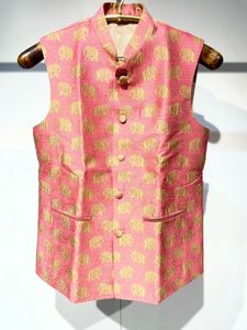 Pink & Gold Elephant Print Vest