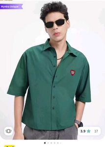 GLITCHEZ (MYNTRA) GREEN DROP SHOULDER COTTON SHIRT
