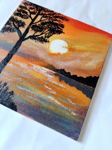 Sunset View Acrylic painting Canvas Board(HANDMAD)