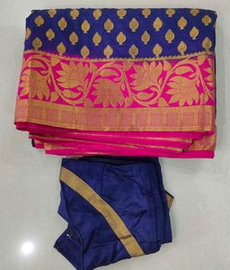 Elegant Blue &amp; Pink Saree