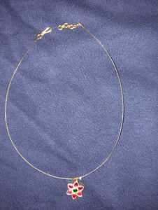 Gold Tone Flower Pendant Invisible Chain
