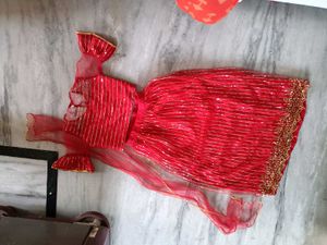 Red &amp; Gold Girls Lehenga Choli