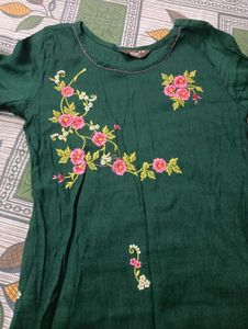 Embroidered Green Maxi Dress