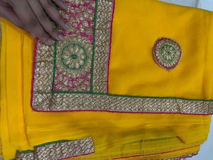 New yellow patches saree