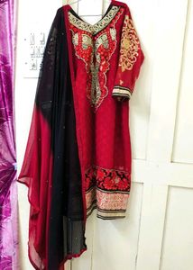 Beautiful Red Kurta &amp; Dupatta Set