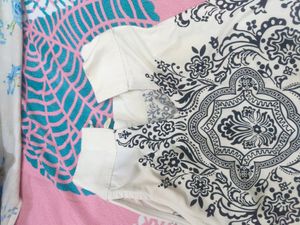 White Streachable Printed Top