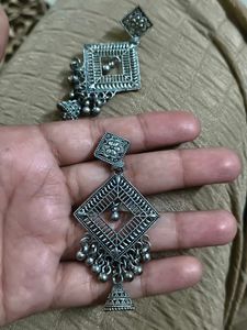 Silver Square Dangle Earrings