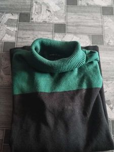 Two-Tone Turtleneck Sweater