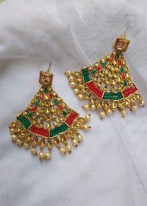 MULTI COLOURED KUNDAN &amp; PEARLS CHANDELIERS 🎀
