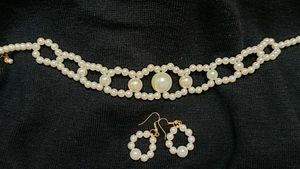 Pearl choker &amp; Earrings Set
