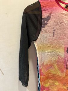 Beautiful Graphic Print Mesh Top