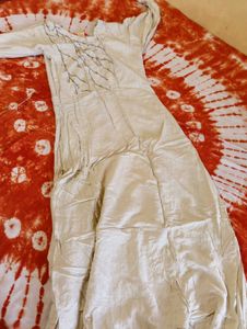 Elegant Embroidered Cream Maxi Dress
