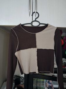 Patchwork Ribbed Long Sleeve Top