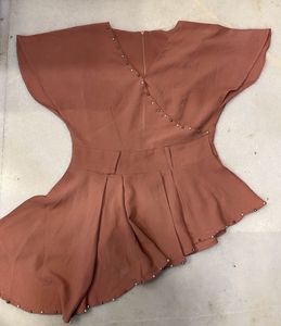 Asymmetrical Pearl-Trimmed Top