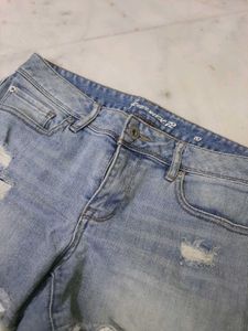 Blue Laced Denim Shorts