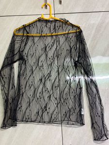 Black Net Topwear
