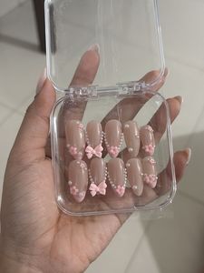 Pink Bow Press-On Nails