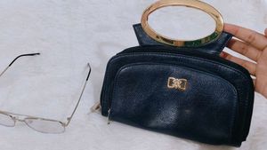Black And Navy Blue  Hand Clutches For Women
