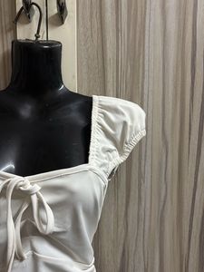 Cute White Tie-Front Top